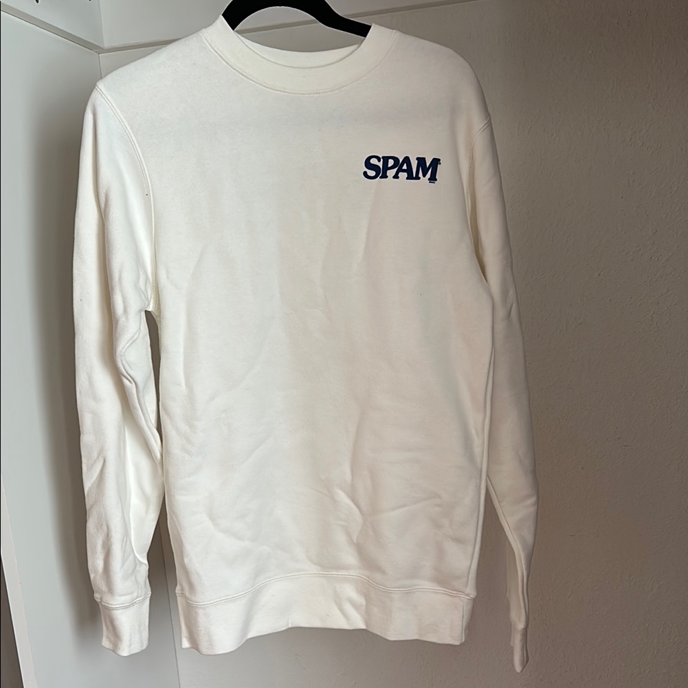 Brand New Spam Brand White Crewneck Sweater  Nom Life Collab